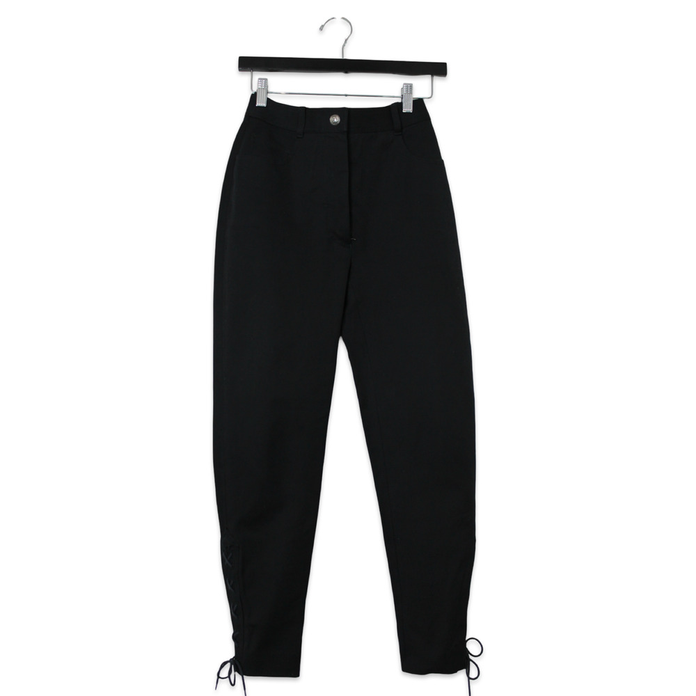 Chanel Black Cotton Corset-Hem Pants, Size 36